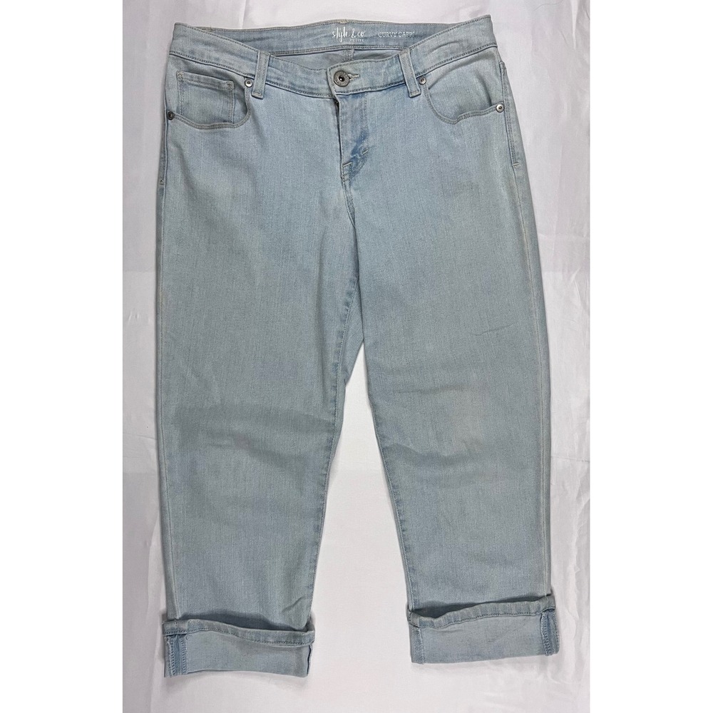 Style & Co Petite Curvy Capri Jeans Light Wash Cuffed Denim Pants Size 6P
